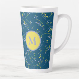 Elegantes, lila-gelbes Beerenmuster Milchtasse