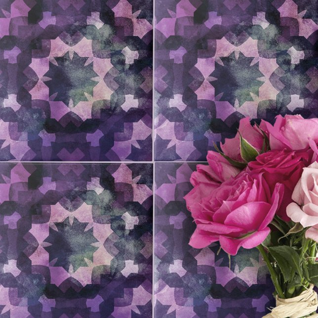 Elegantes Lila geometrisches Muster Fliese (Von Creator hochgeladen)