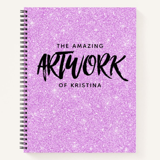 Elegantes Lila Glitzer Artist Sketchbook Notizbuch (Vorderseite)