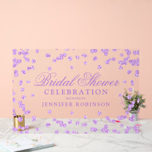 Elegantes Lila Glitzer Brautparty Willkommen Acrylschild