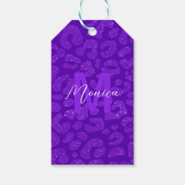 Elegantes lila-glitzer Monogramm-Schriftzug Geschenkanhänger