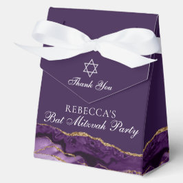 Elegantes Lila Gold Bat Mitzvah Party Geschenkschachtel