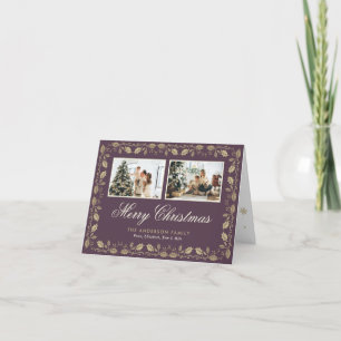 Elegantes Lila Gold Foto Frohe Weihnachten geklapp