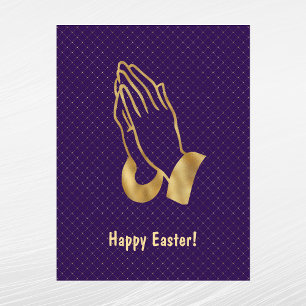 Elegantes Lila Gold Gebet Hände Ostern Feiertagspostkarte