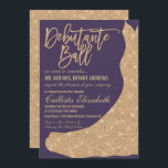 Elegantes Lila Gold Glitzer Dress Debutante Dance Einladung<br><div class="desc">Diese luxuriöse, funkelnd und glamouröse Debutante Ball-Einladung ist das perfekte Design für die elegante und schicke junge Dame. Das Design umfasst ein Imitat, das auf einem lila Auberginen-Hintergrund mit goldfarbenem Glitzer-Meerjungfrau-Kleid gedruckt wurde. Auf der Rückseite ist mädchenhaftes und hübsches goldquadratisches Glitzer-Sequenzmuster. Dieses trendige, coole und einzigartige Design ist das perfekte...</div>