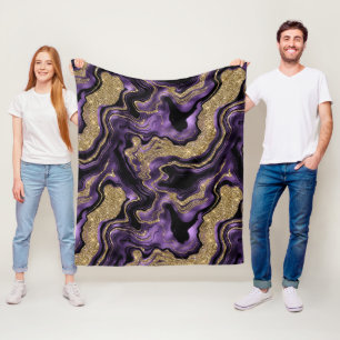 Elegantes Lila-Gold-Glitzer-Muster Fleecedecke