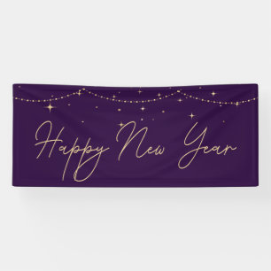 Elegantes Lila Gold Happy New Year Banner