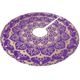 Elegantes Lila Gold Mandala Blume Weihnachten Polyester Weihnachtsbaumdecke