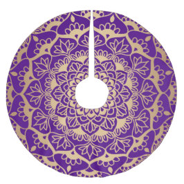 Elegantes Lila Gold Mandala Blume Weihnachten Polyester Weihnachtsbaumdecke