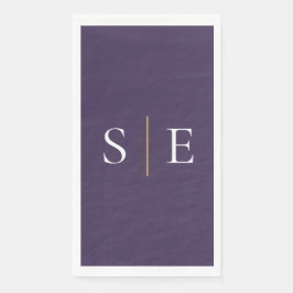 Elegantes Lila-Gold Monogramm Minimalistisch Serviette