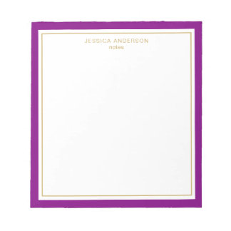Elegantes Lila Gold Personalisiert Notizblock