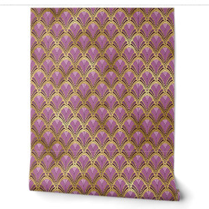 Elegantes lila-goldenes Art Deco Peel and Stick Tapete