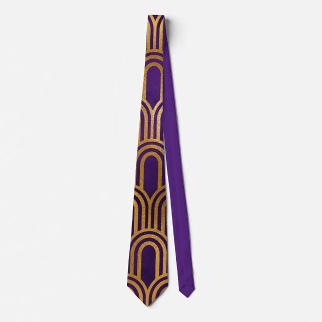 Elegantes Lila Goldenes Design Krawatte (Vorderseite)