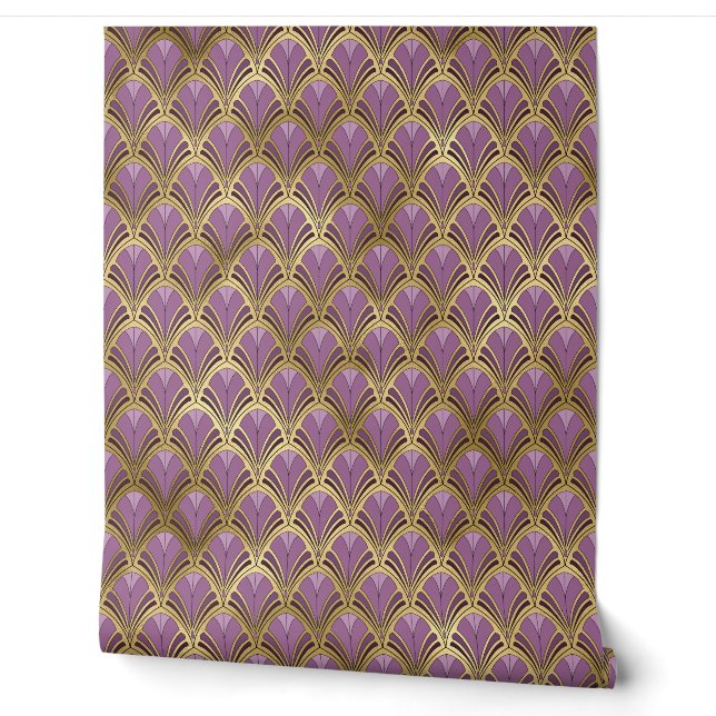 Elegantes Lila Goldenes Tessin Tapete (Abrollen)