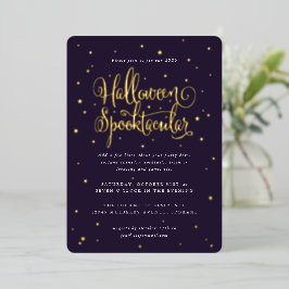 Elegantes Lila/goldfarbenes Halloween Spooktacular Folieneinladung