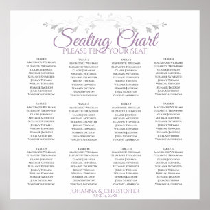 Elegantes Lila-Grau-12-Tisch-Hochzeitsdiagramm Poster