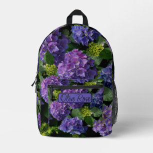 Elegantes lila-grünes Blumenmonogramm Bedruckter Rucksack