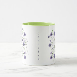 Elegantes Lila Grünes Blumenmuster Tasse