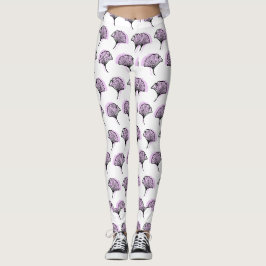 Elegantes Lila handGezeichnet Ginkgo-Leaf-Muster Leggings