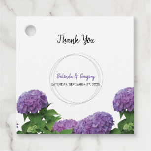 Elegantes Lila Hydrangea Hochzeitsgeschenk Geschenkanhänger