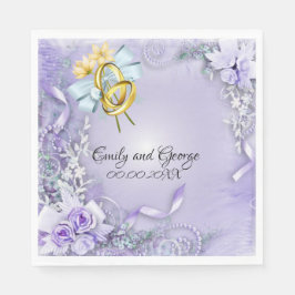 Elegantes, Lila, individualisierbares Hochzeitspap Serviette