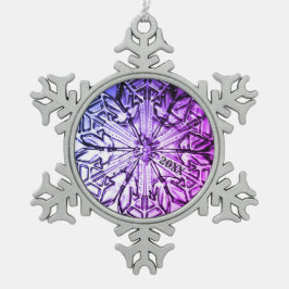 Elegantes Lila Jahr aus festem Glas Schneeflocken Zinn-Ornament