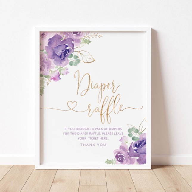 Elegantes lila lilac florale Windelpreisspiel Post Poster (Von Creator hochgeladen)