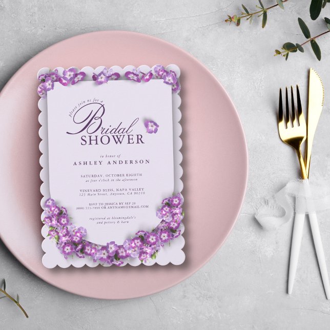 Elegantes Lila Lilac I Arch Floral Brautparty Einladung (Von Creator hochgeladen)