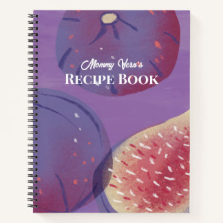 Elegantes lila malerisches Feigenfrucht-Rezept Notizbuch