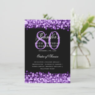 Elegantes Lila Menü des 80. Geburtstagspartys Einladung