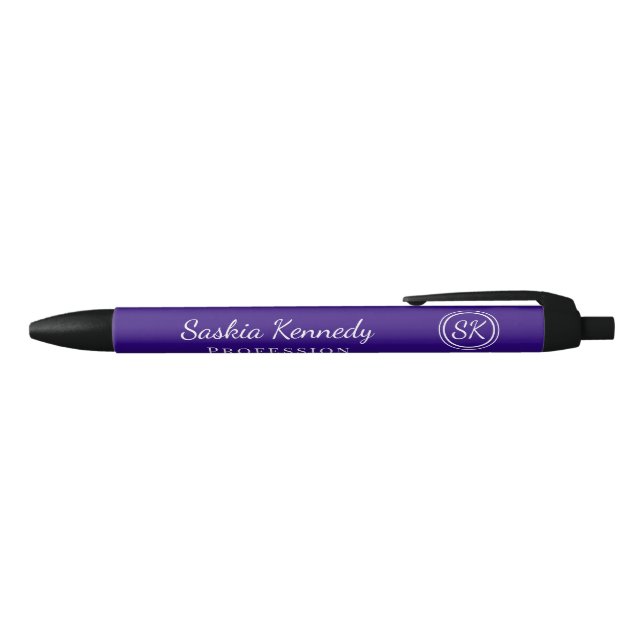 Elegantes Lila Monogramm-Geschäft Kugelschreiber (Oberseite)