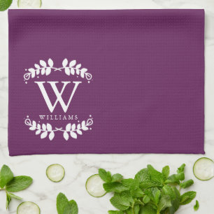 Elegantes Lila Monogramm Geschirrtuch