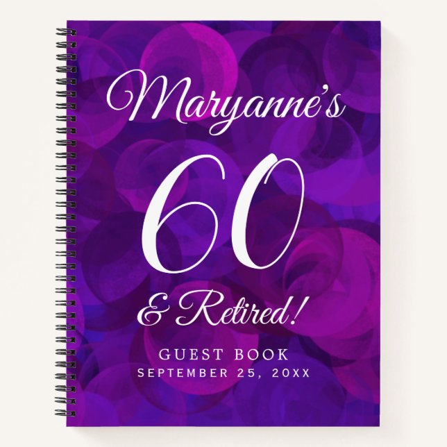 Elegantes Lila Party 60 & Rentenersatz Notizbuch (Vorderseite)