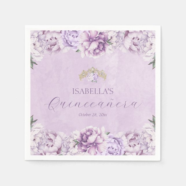 Elegantes Lila Party Quinceañera Serviette (Vorderseite)