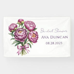 Elegantes Lila Peony Floral Brautparty Banner