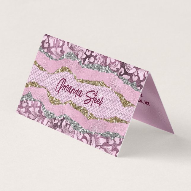 Elegantes, Lila-pinkfarbenes Monogramm aus Blüteng Visitenkarten (Vorderseite)