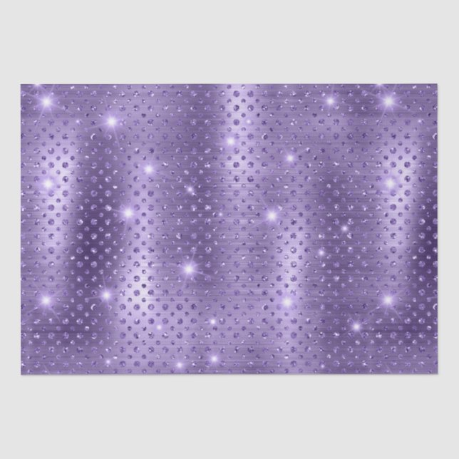 Elegantes Lila Polka Dot Metallic Glitzer Muster Seidenpapier (Vorderseite)