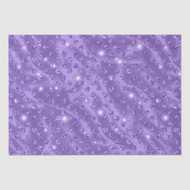 Elegantes Lila Polka Dot Metallic Glitzer Muster Seidenpapier (Vorderseite)