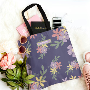 Elegantes Lila-Purple-Boho-Blumenmuster Tasche