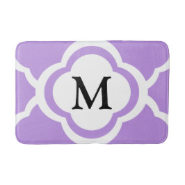Elegantes Lila Quatrefolienmonogramm Badematte
