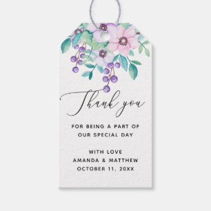 Elegantes lila rosa florales Hochzeits-Dankeschön Geschenkanhänger