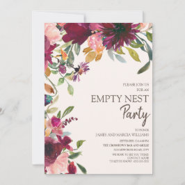 Elegantes Lila Rosa Gold Floral Leere Nest Party Einladung