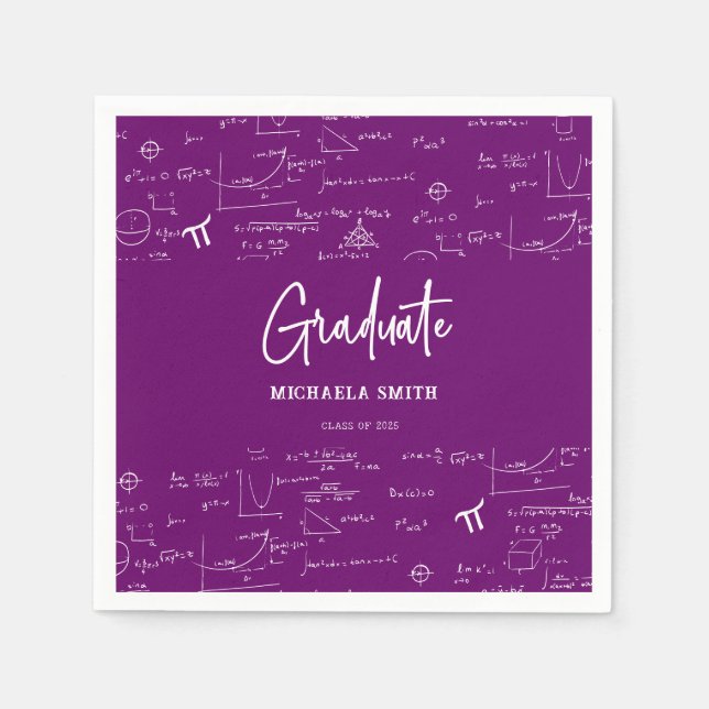 Elegantes lila Schrift Math Absolvent Serviette (Vorderseite)