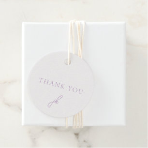 Elegantes lila Schriftmonogramm Hochzeit Geschenkanhänger