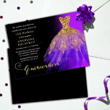 Elegantes Lila Spanisches Gown Quinceñera - Gold