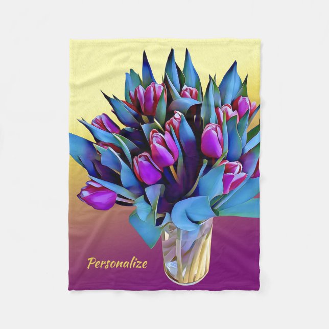 Elegantes Lila Tulips Wasserfarben Persönlich gest Fleecedecke (Vorderseite)