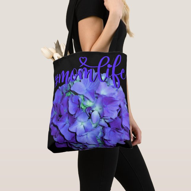 Elegantes Lila und aquamarines Hydrangea-Magen Tasche (Von Nahem)