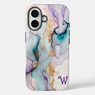 Elegantes Lila und Aquamarines iPhone 16 Fall Hülle