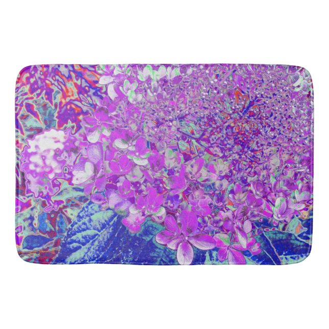 Elegantes Lila und blaues Limelight Hydrangea Badematte (Vorderseite)