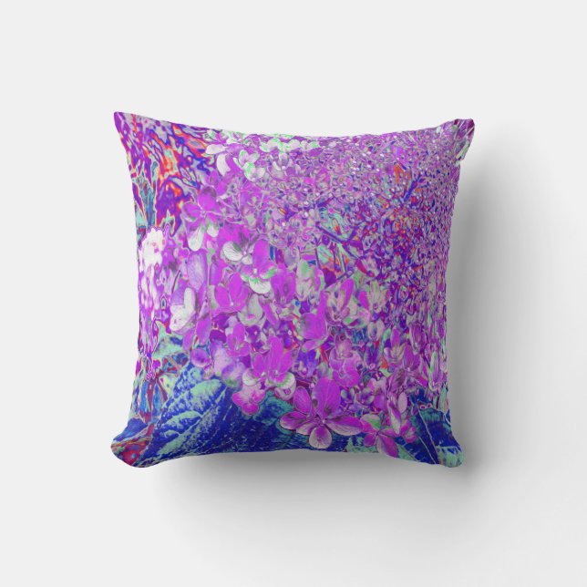 Elegantes Lila und blaues Limelight Hydrangea Kissen (Vorderseite)